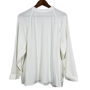 Tibi Draped Tunic Top Mock Neck Long Wing Sleeve Cuffed Ivory - L